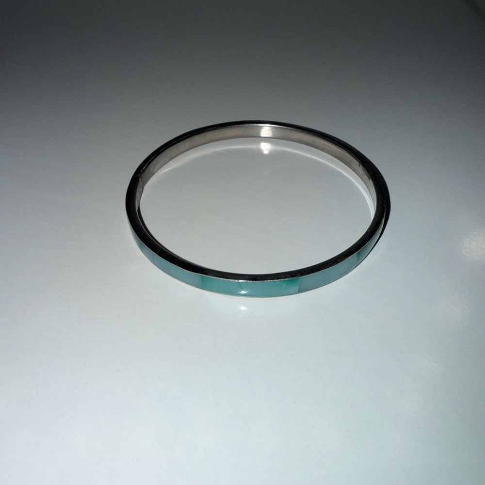 Silver and Teal Bangle Bracelet